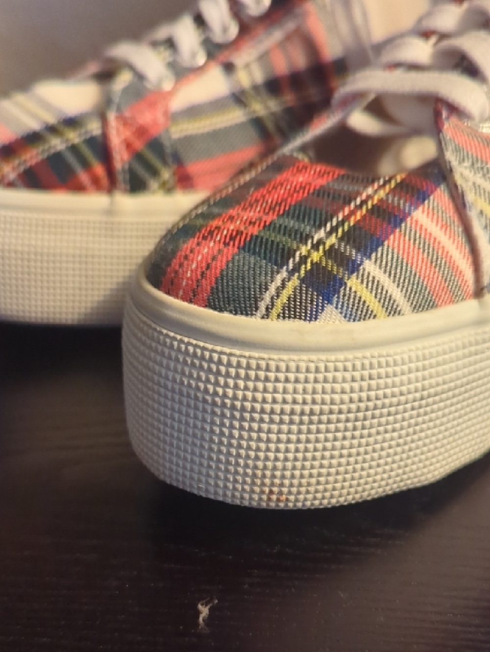 Superga Red and Black Tartan Low-Top Sneakers - Picture 5 of 6